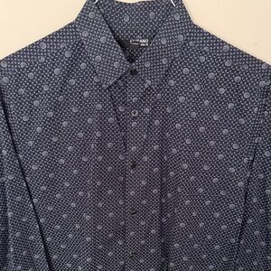 Men's Murano Slim Fit Blue Patterned Shirt- Large